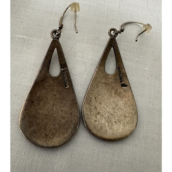 Native American Hopi Kokopelli Dancer Earrings Dangle Signed F Sterling Silver - Picture 4 of 6